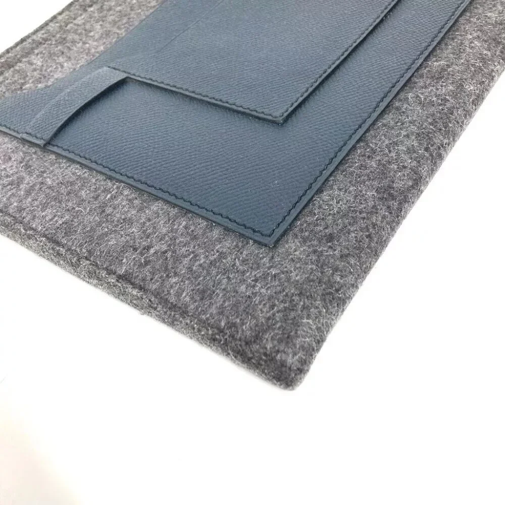 HERMES To Doo 29 Bag Pouch Bicolor Clutch bag felt / Leather gray/Navy - Picture 12 of 12